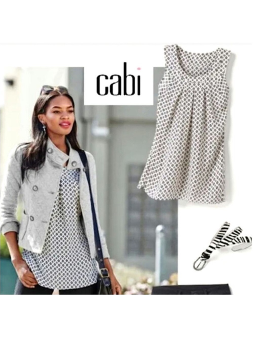 CAbi Cleo Foulard Diamond Print Sleeveless Top Women's Blouse Style 3272 Size M